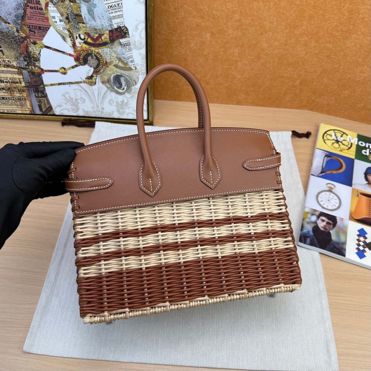 Hermes 2026 Birkin Picnic Bag 25cm Wicker And Swift Leather