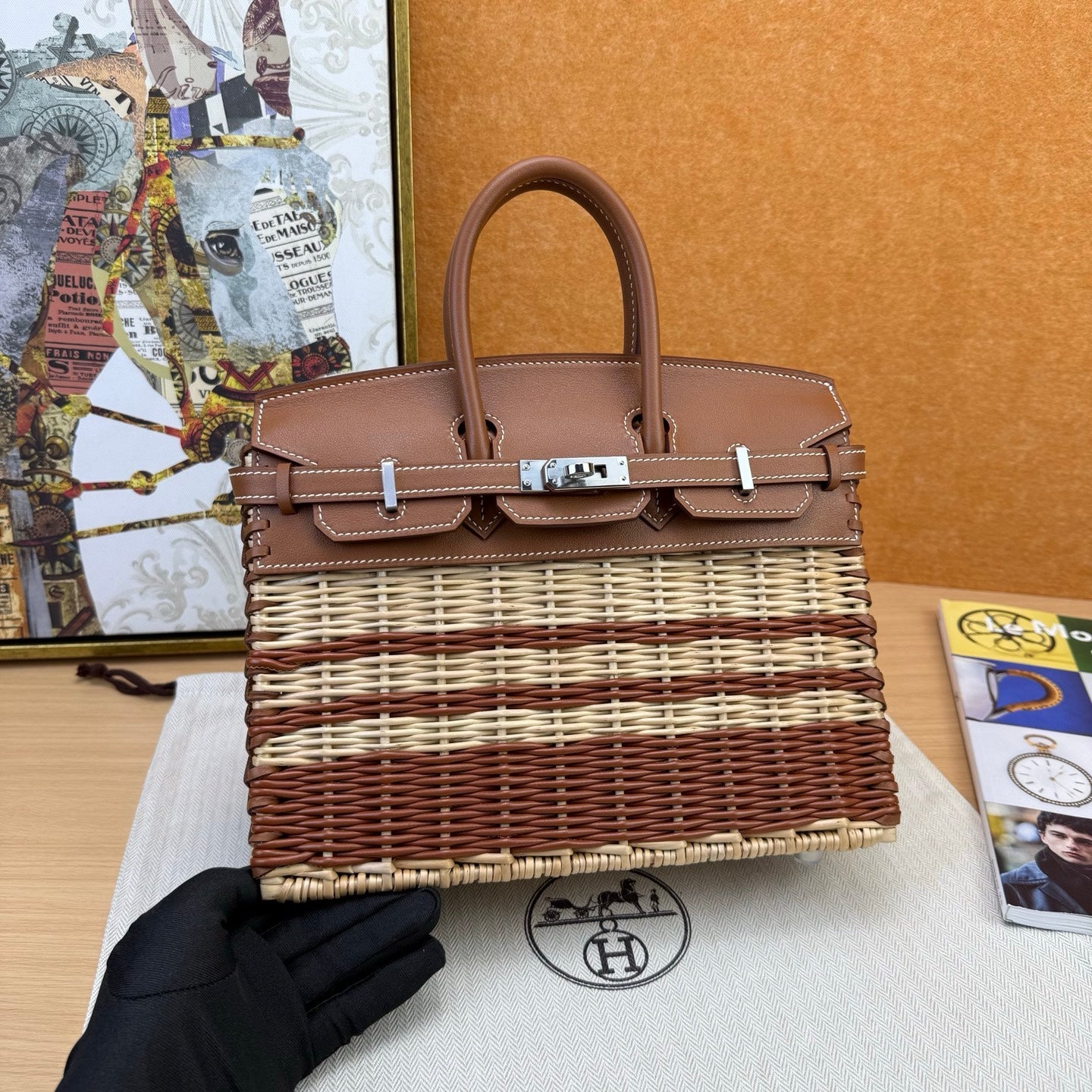 Hermes 2026 Birkin Picnic Bag 25cm Wicker And Swift Leather