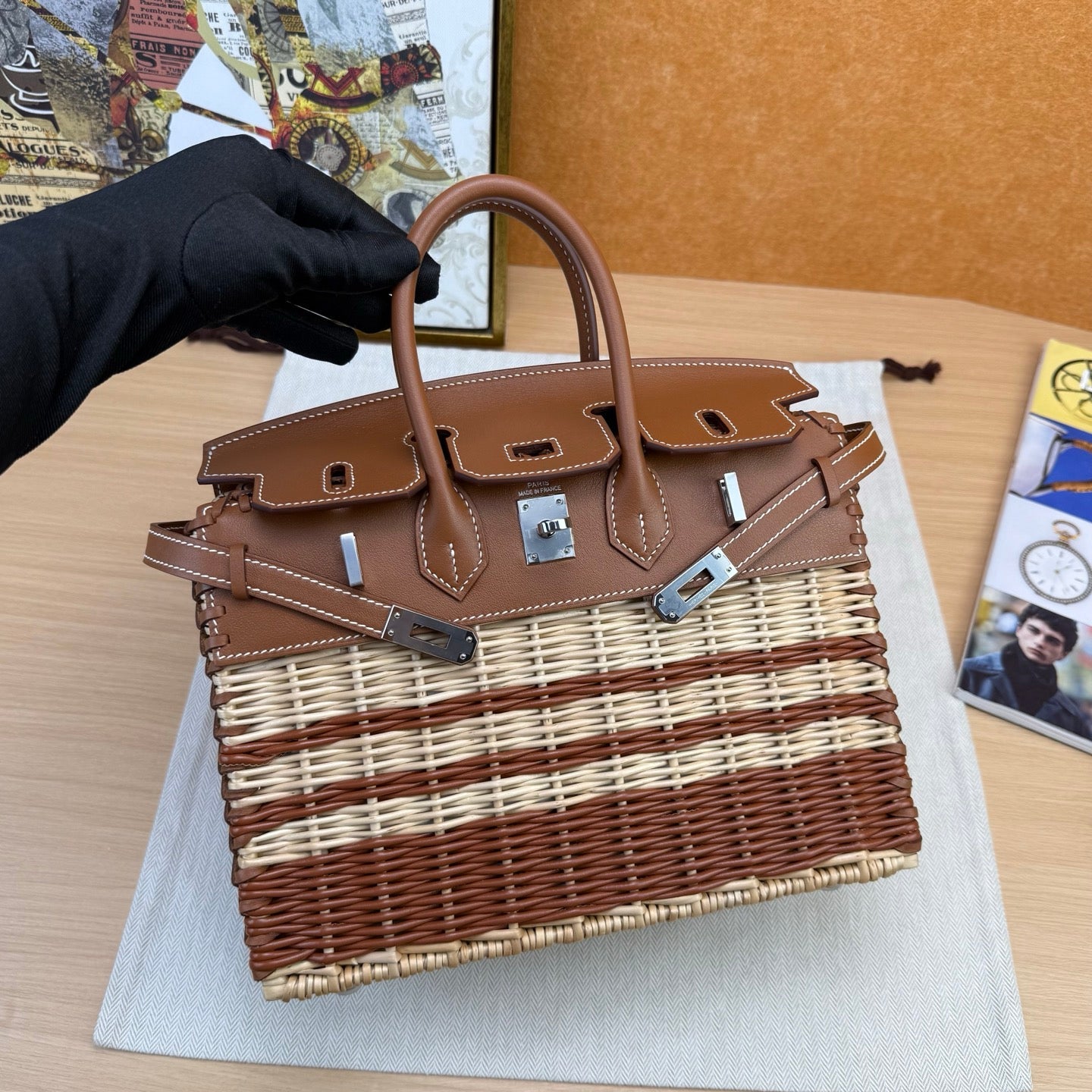 Hermes 2026 Birkin Picnic Bag 25cm Wicker And Swift Leather