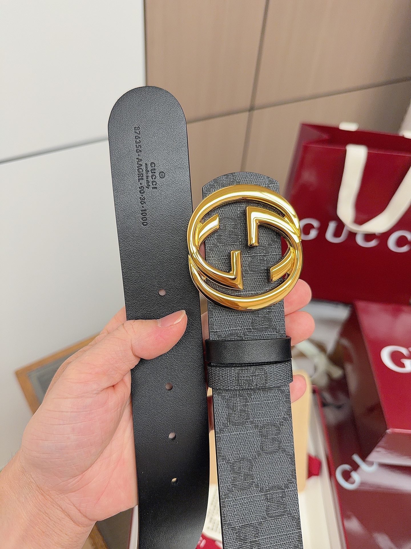 Gucci 2026  GG Supreme Belt 40mm Canvas Leather 215503