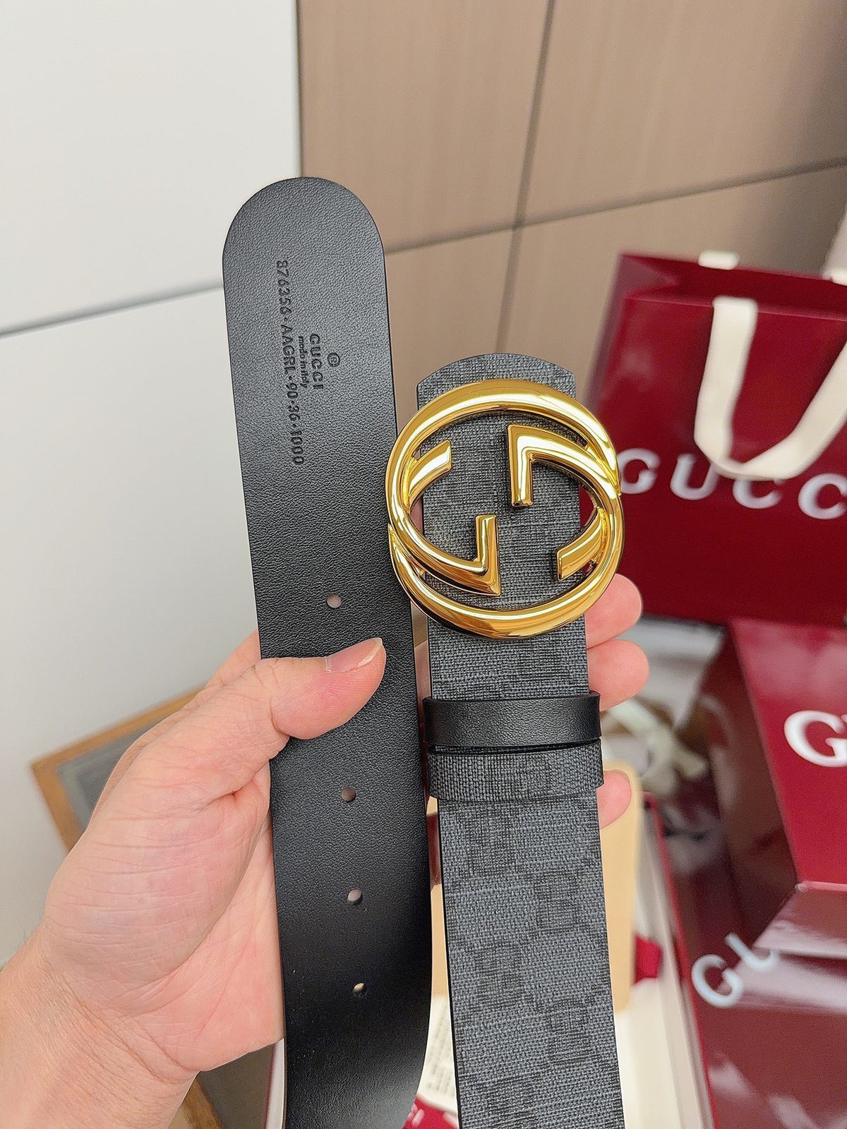 Gucci 2026  GG Supreme Belt 40mm Canvas Leather 215503