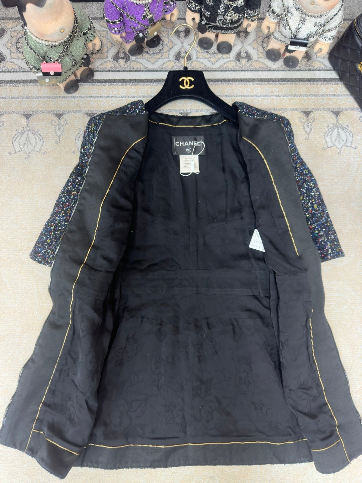 CC Tweed Short Sleeve Dress  Multicolor Polyester Polyamide 251864