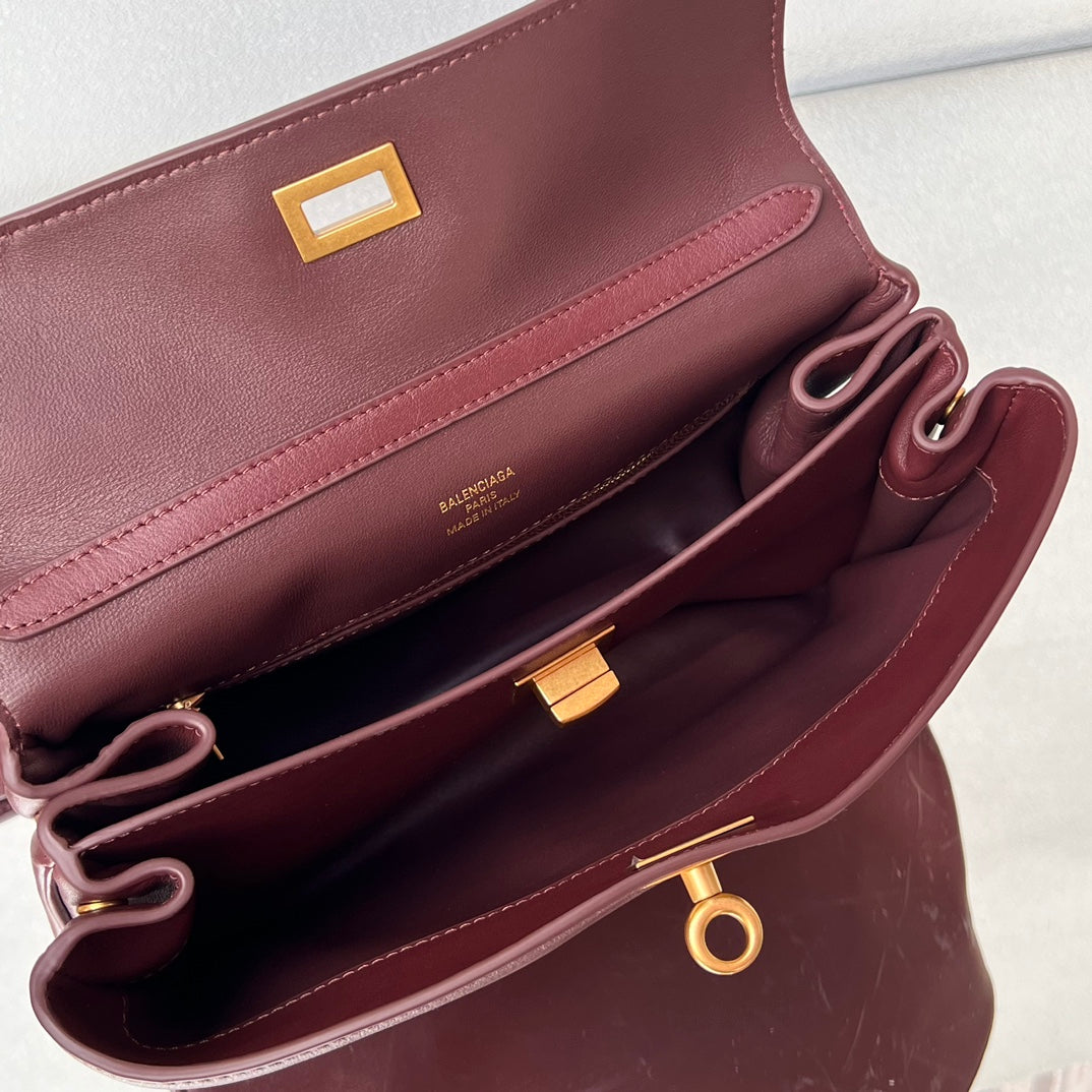 Balenciaga Small Bag 29 Burgyndy Calfskin Gold Hardware