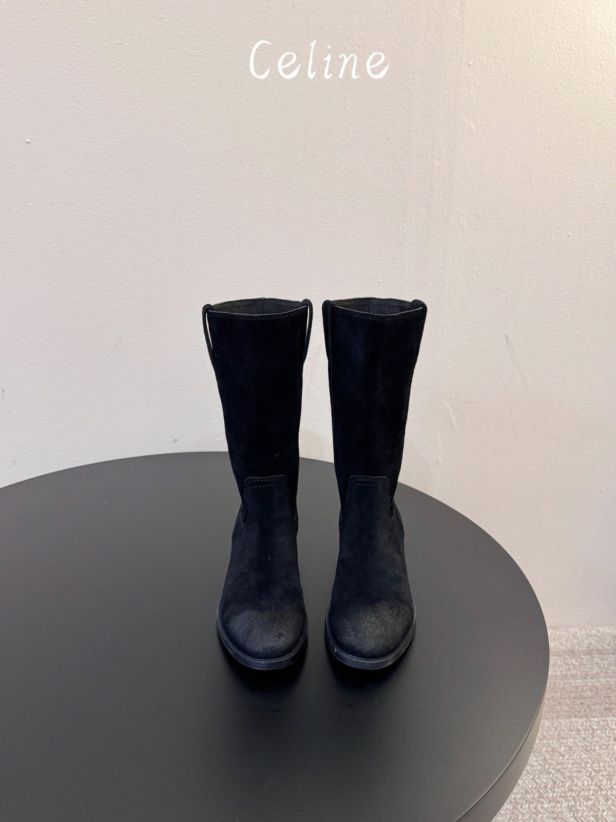 Celine 2026 Knee-High Pull-On Boots Calfskin Suede 104481