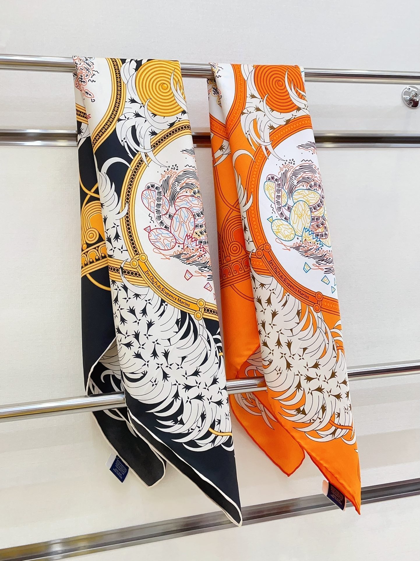 Legende Brodee Scarf 90 CM In Black Colorful Silk Twill 208578
