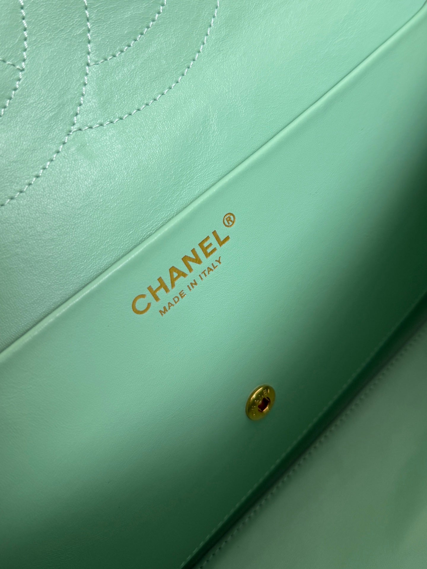 Chanel 2026 Flap Bag 34cm Mint Green Suede Leather