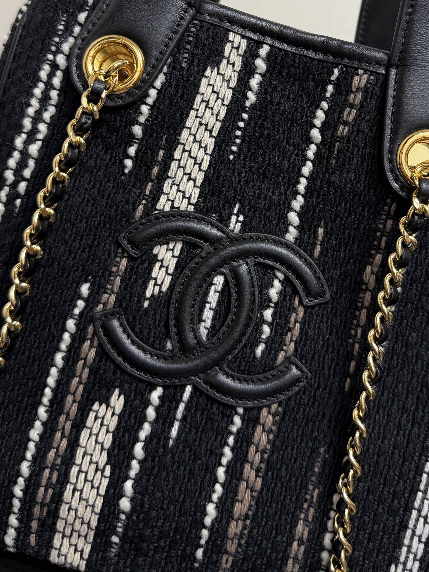 Chanel 2026 Mini Tote Bag 21cm Black Canvas Leather