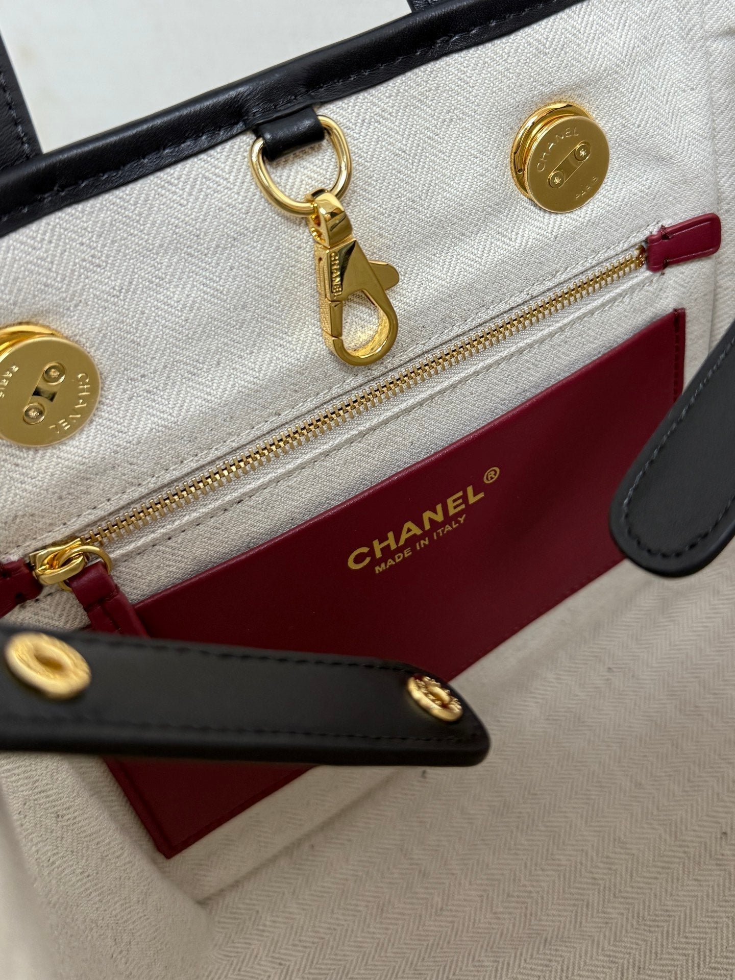 Chanel 2026 Mini Tote Bag 21cm Black Canvas Leather