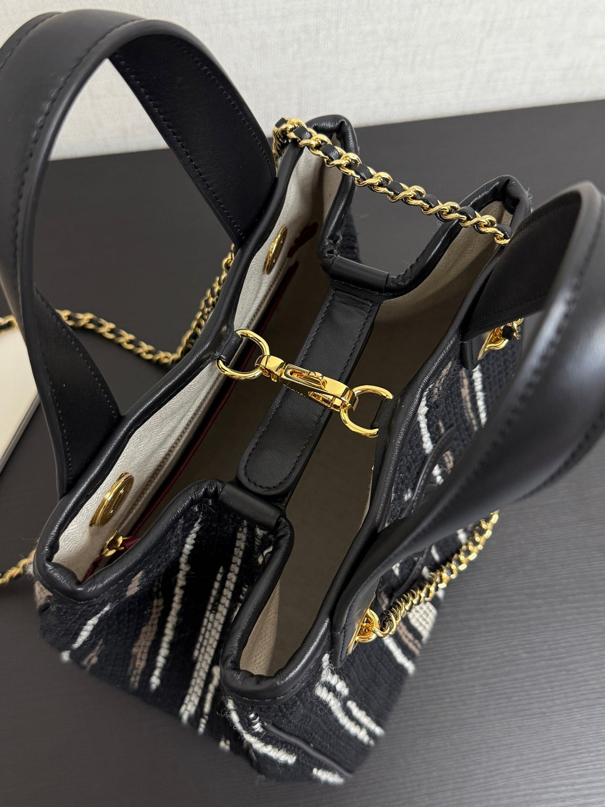 Chanel 2026 Mini Tote Bag 21cm Black Canvas Leather