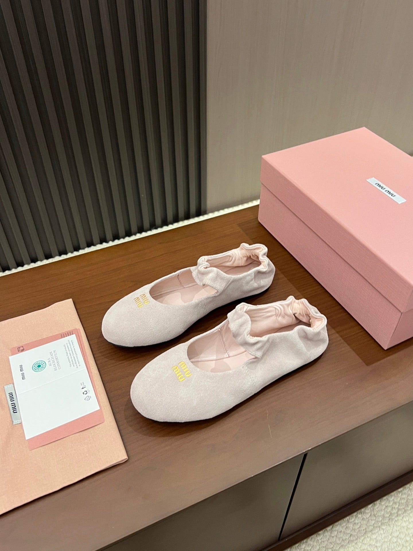 Miumiu 2026 Ruches Ballet Flats Suede 957361