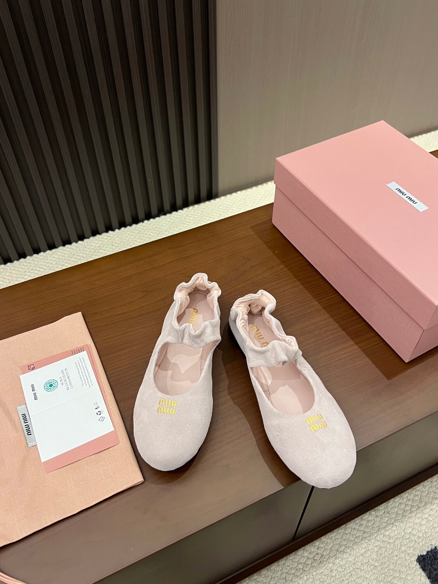 Miumiu 2026 Ruches Ballet Flats Suede 957361
