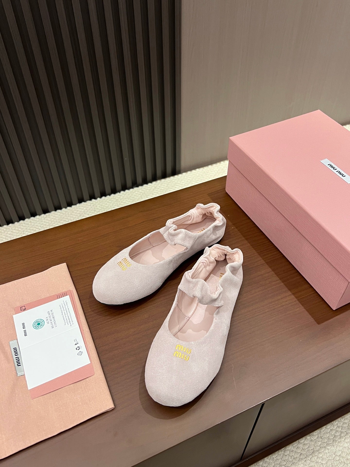 Miumiu 2026 Ruches Ballet Flats Suede 957361