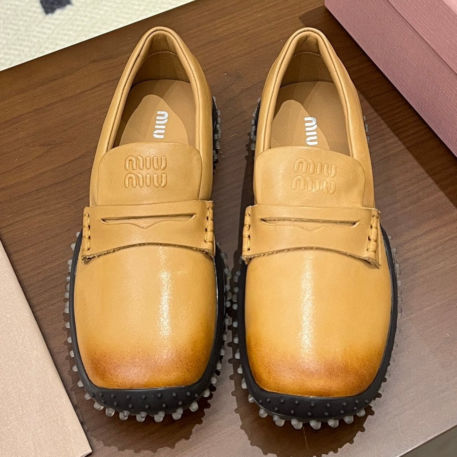 Miu Miu 2026 Square Toe Loafers Leather 155998