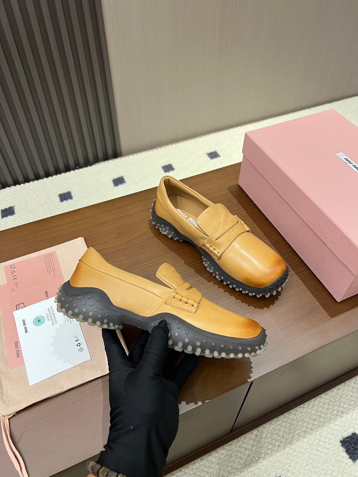 Miu Miu 2026 Square Toe Loafers Leather 155998
