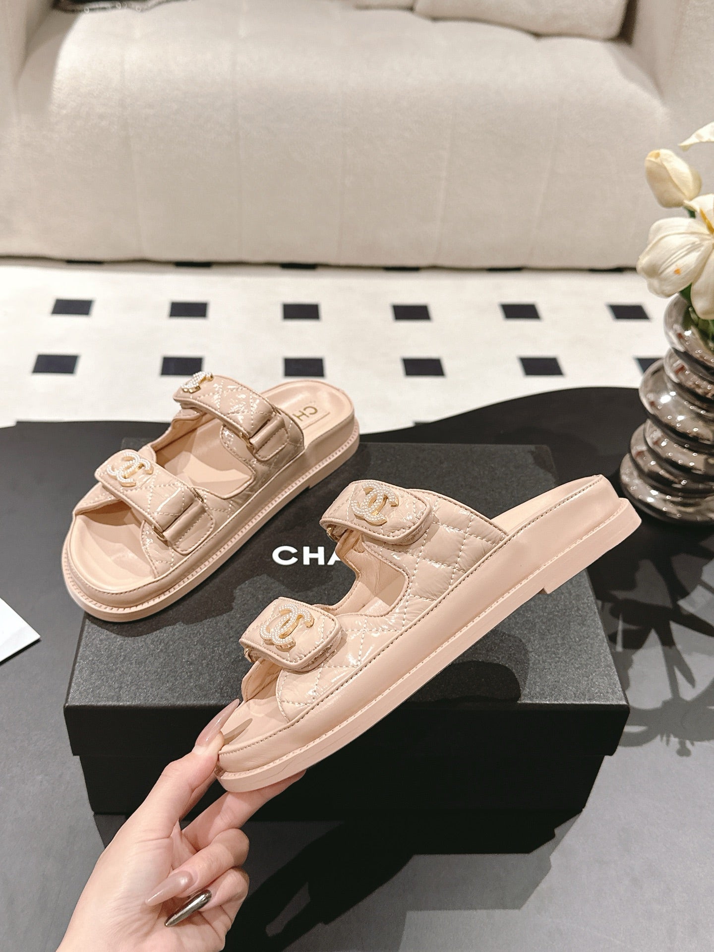 CC 25 Dad Sandal Mule Putty Pink Patent Leather 237579