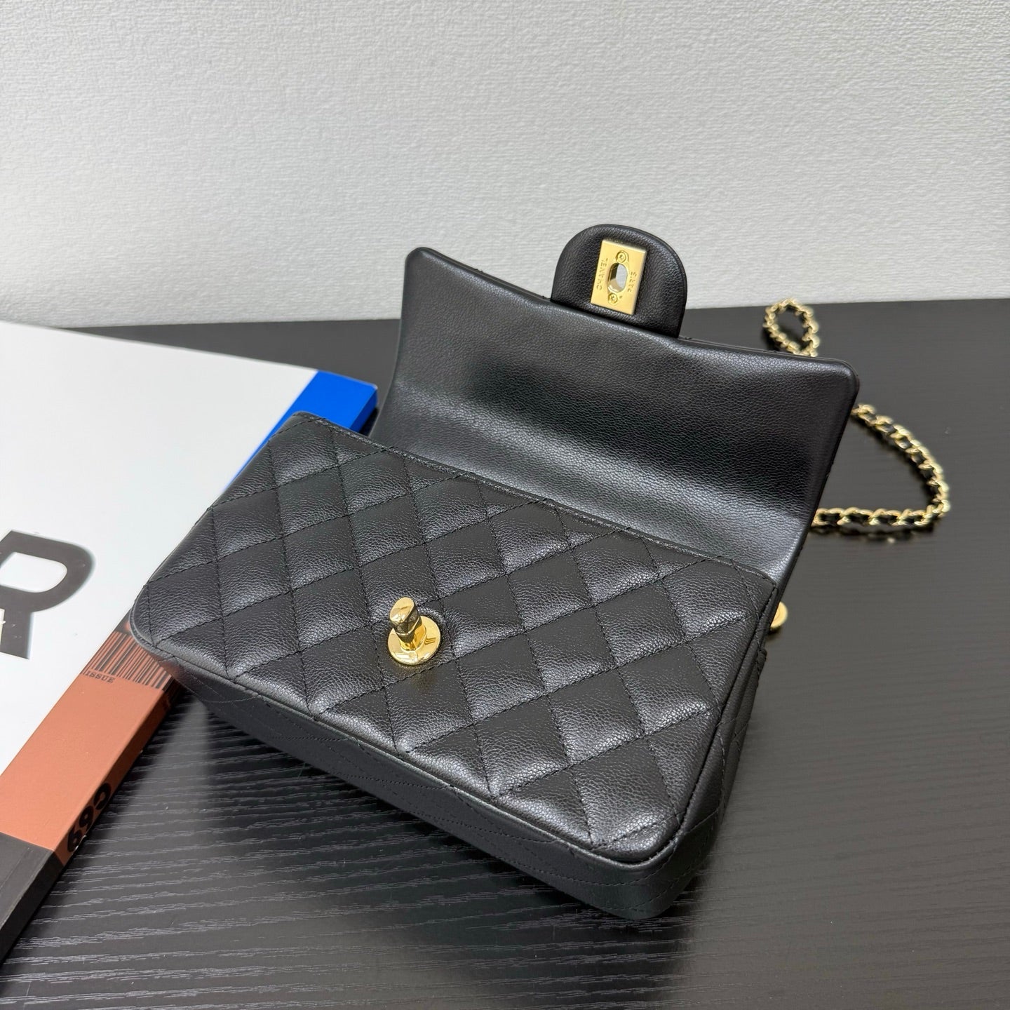 Chanel 2026 Top Handle Flap Bag 20cm with Squirrel Charm Black Calfskin