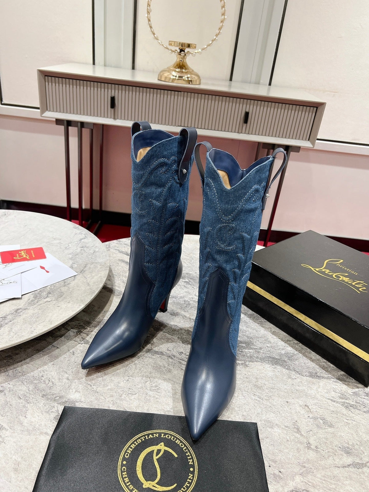CL Santiabooty 85 Mm Low Boots Nappa Leather And Denim
