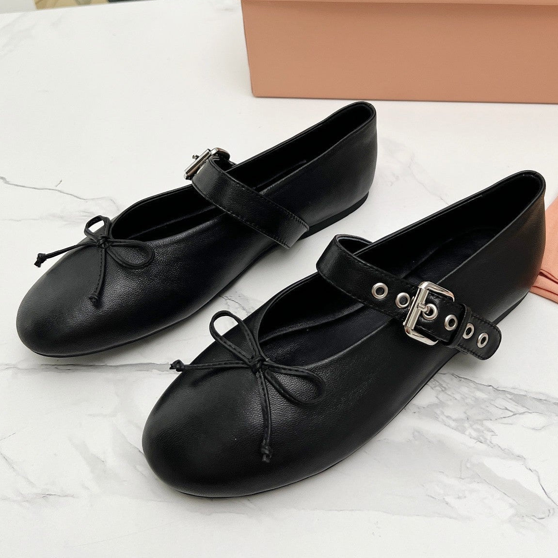 Miu Miu 2026 Bow Detail Ballet Flats Sheepskin 987089