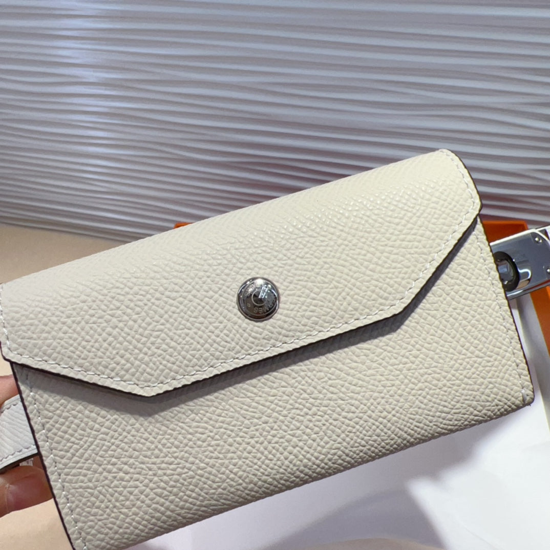 HM KELLY WHITE POCKET 18MM BELT LEATHER SILVER HARDWARE
