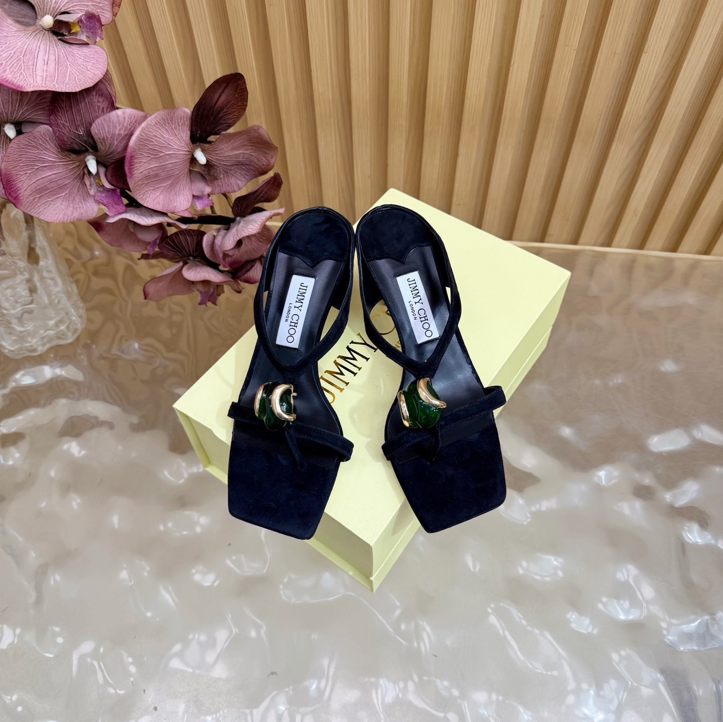 Jimmy Choo 2026 Emeri Stone Sandals 85mm Suede 949785