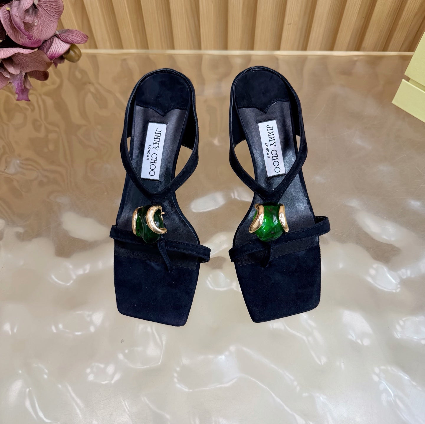 Jimmy Choo 2026 Emeri Stone Sandals 85mm Suede 949785