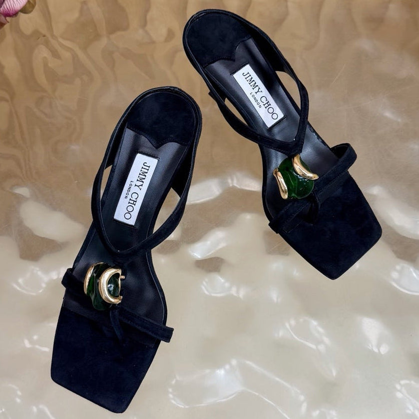 Jimmy Choo 2026 Emeri Stone Sandals 85mm Suede 949785