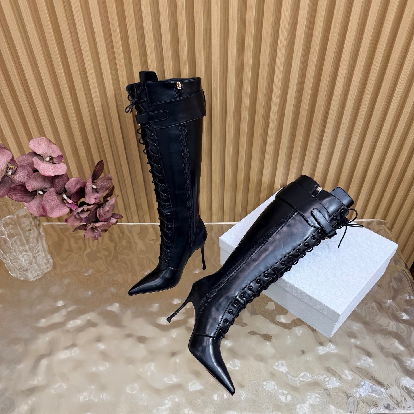 Dior 2026 Knee-High Boots 80mm Black Cowhide 956005