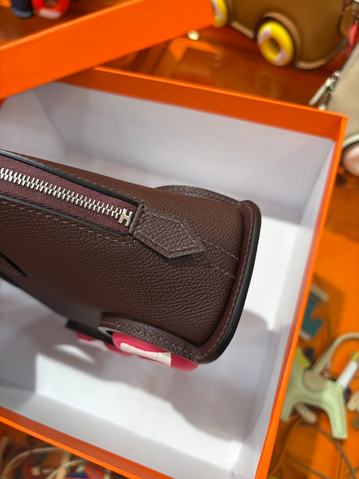 High-end Hermes 2026 Mini Bowling Wheel Bag Epsom Leather