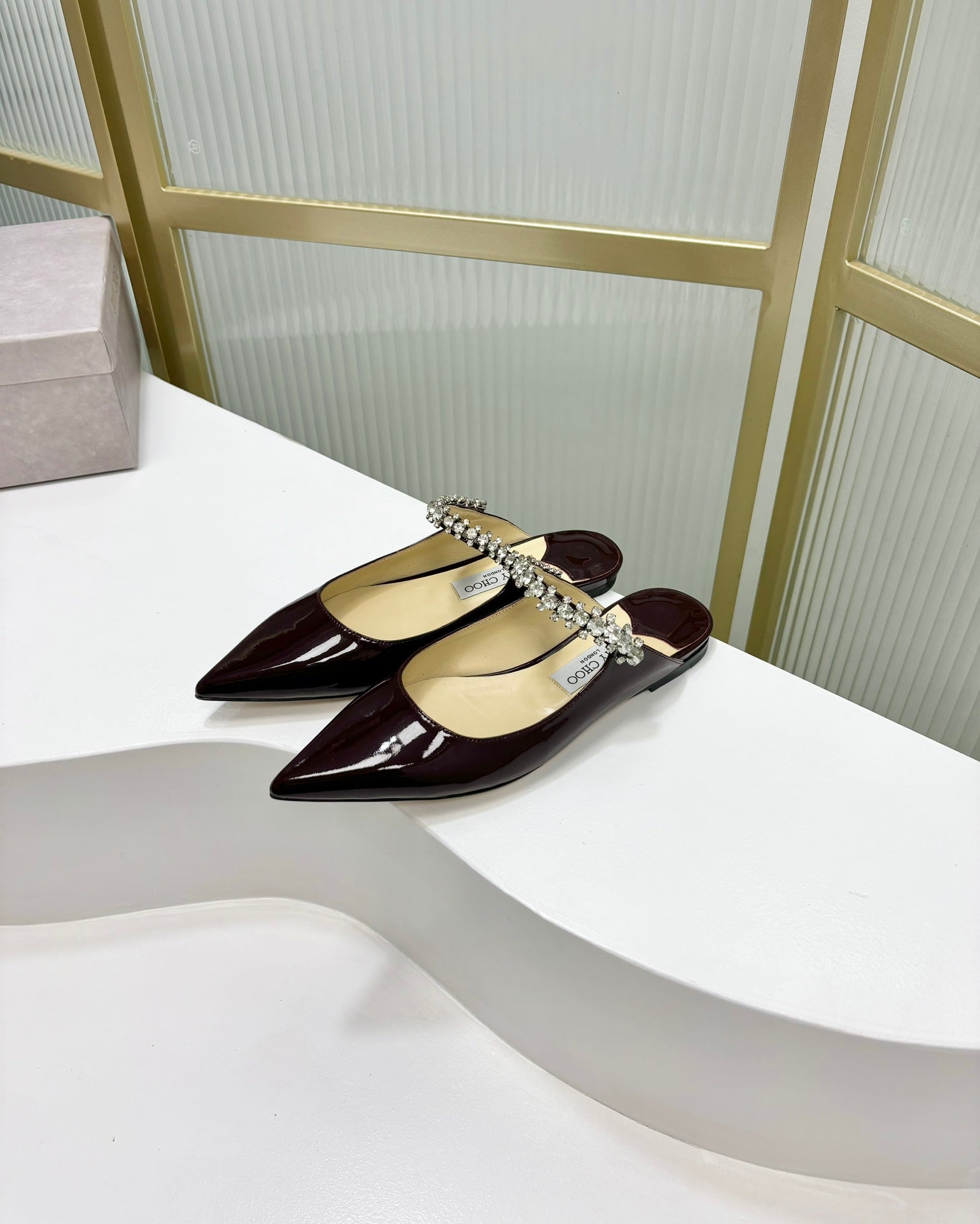 Jimmy Bing In Dark Burgundy Glossy Cowhide Mules  587752