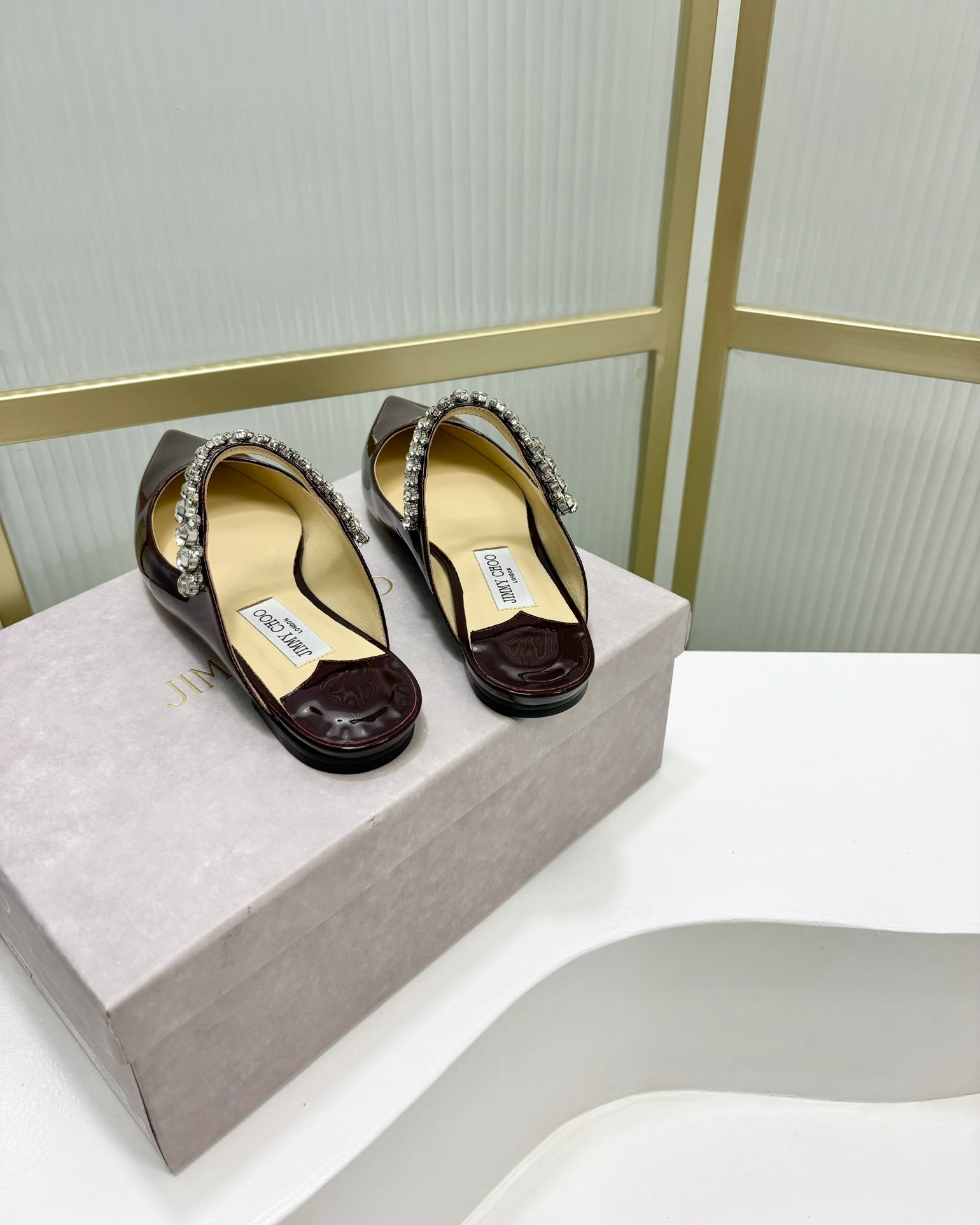 Jimmy Bing In Dark Burgundy Glossy Cowhide Mules  587752