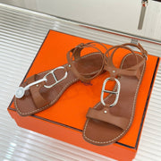 HM 26ss Pig Nose Sandals Brown Sheepskin 642846