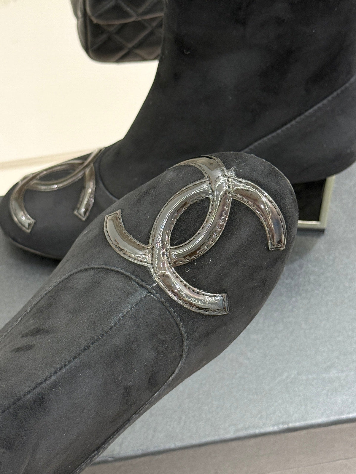 Chanel 2026 Ankle Boots Suede Patent Leather 188314