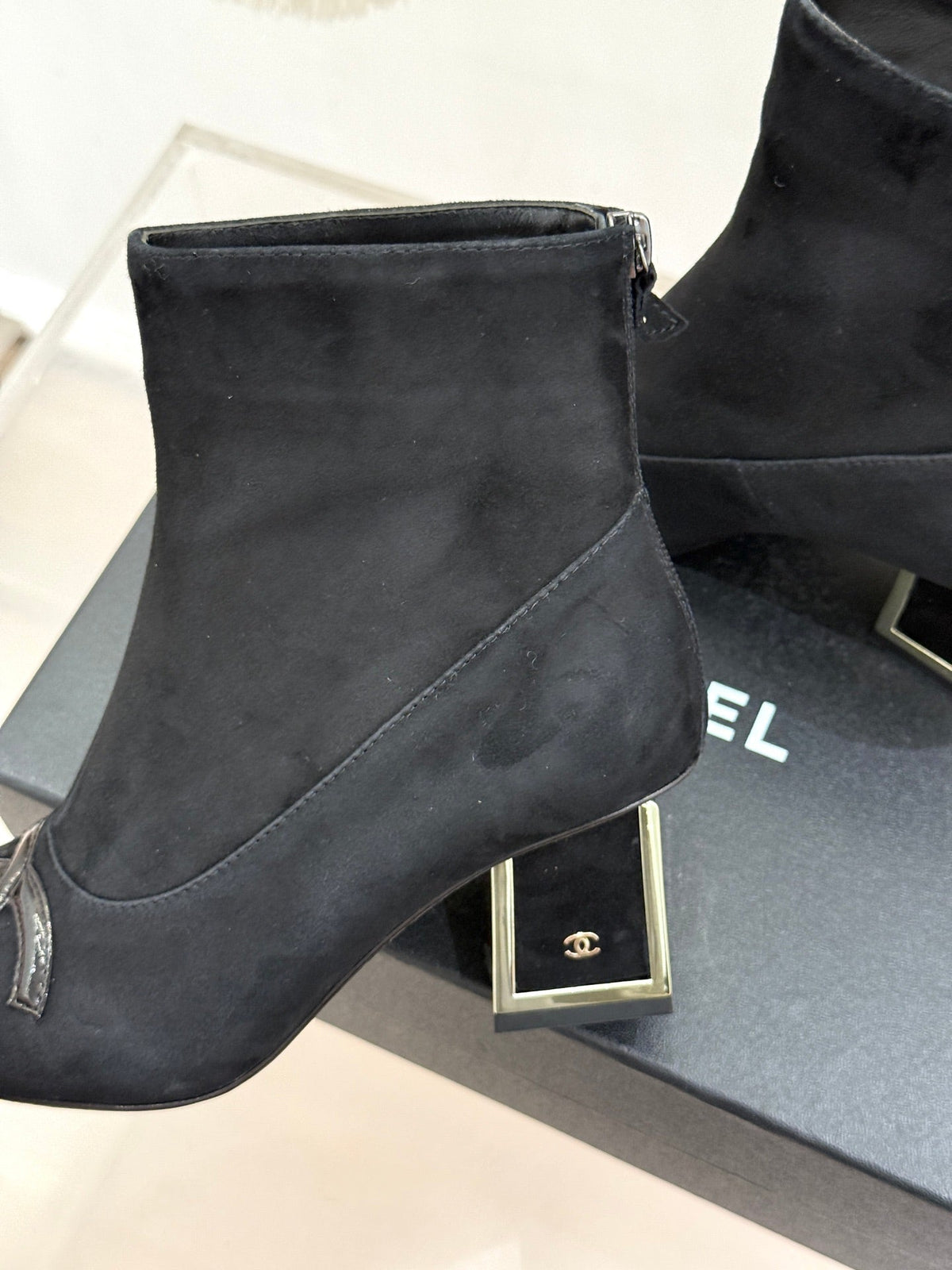 Chanel 2026 Ankle Boots Suede Patent Leather 188314