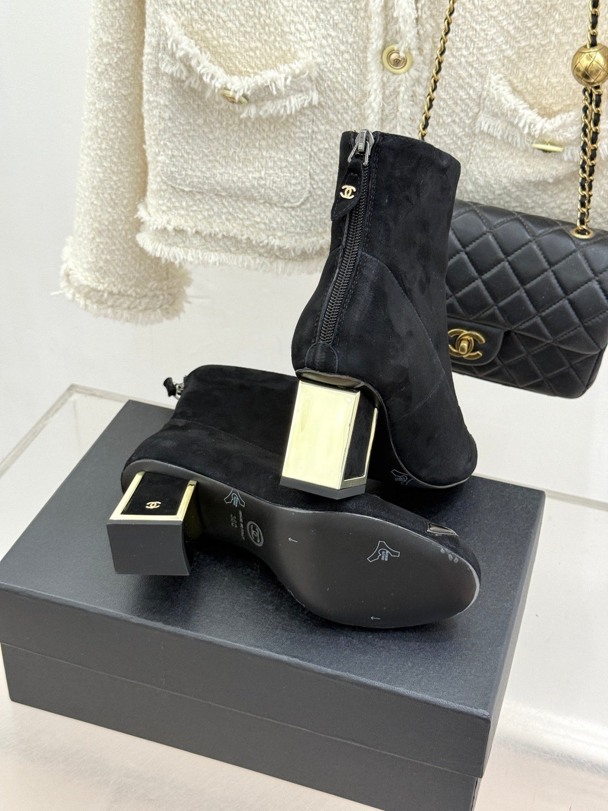 Chanel 2026 Ankle Boots Suede Patent Leather 188314