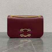 Celine 2026 Medium Bag 23cm Triomphe Frame Burgundy Shiny Calfskin