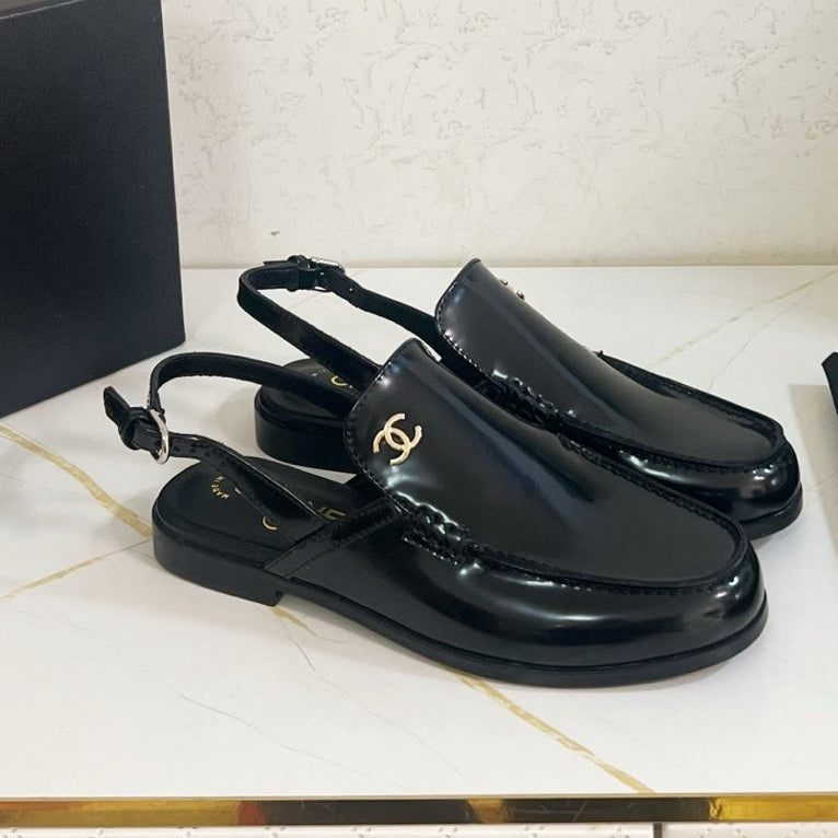 Chanel 2026 Crystal CC Slingback Sandal Black Calfskin 664152