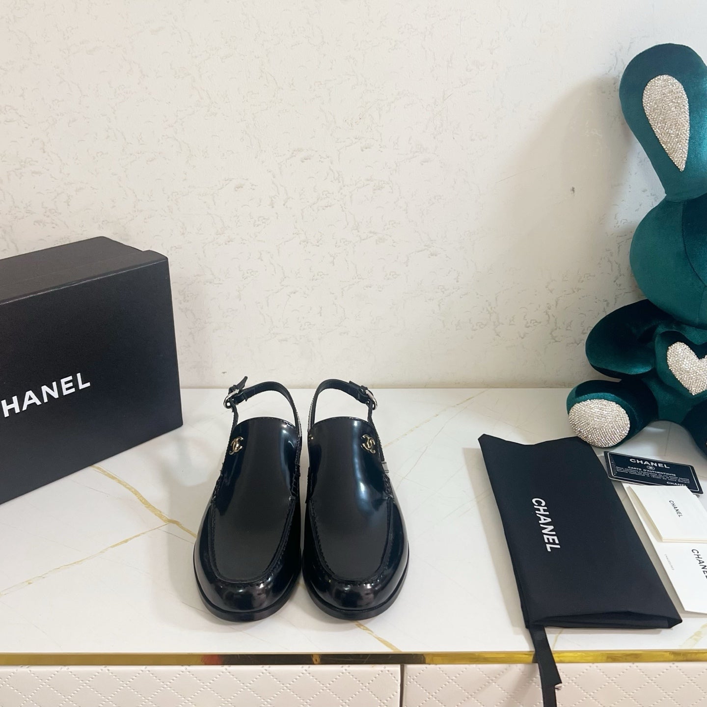 Chanel 2026 Crystal CC Slingback Sandal Black Calfskin 664152