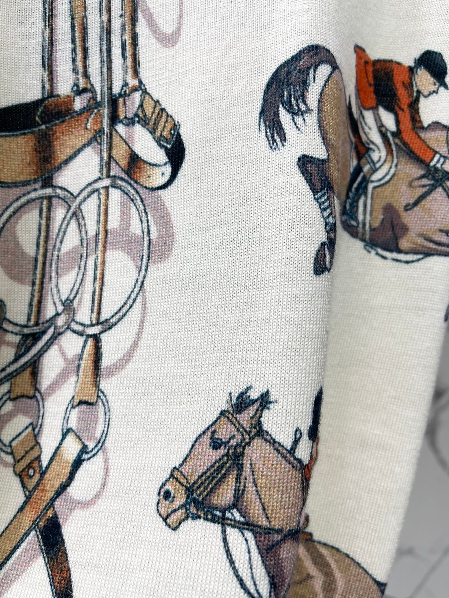Hermes 2026 Blend Short-Sleeve Printed Shirt White Mix Colors Wool 653835