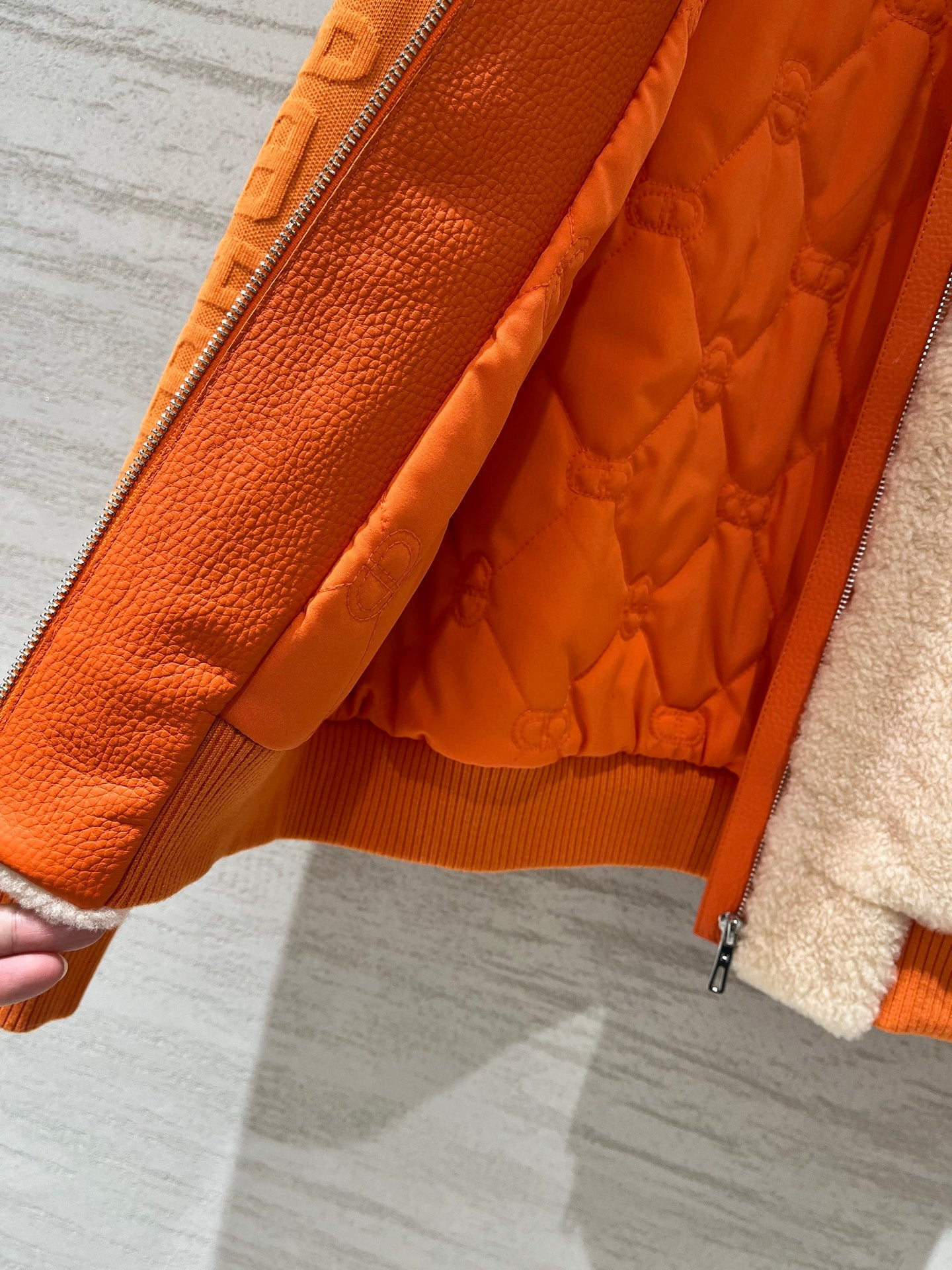 Hermes 2026 Bomber Jacket Orange Beige Wool