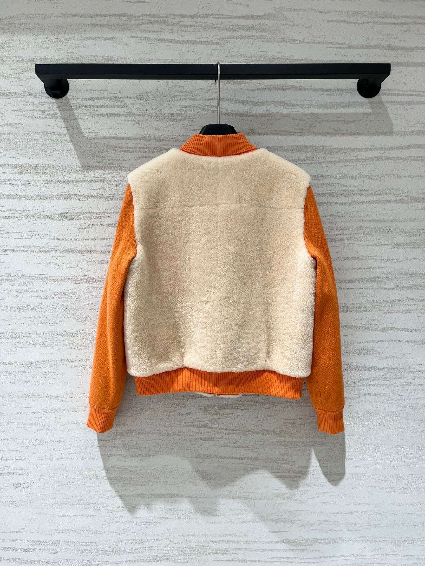 Hermes 2026 Bomber Jacket Orange Beige Wool