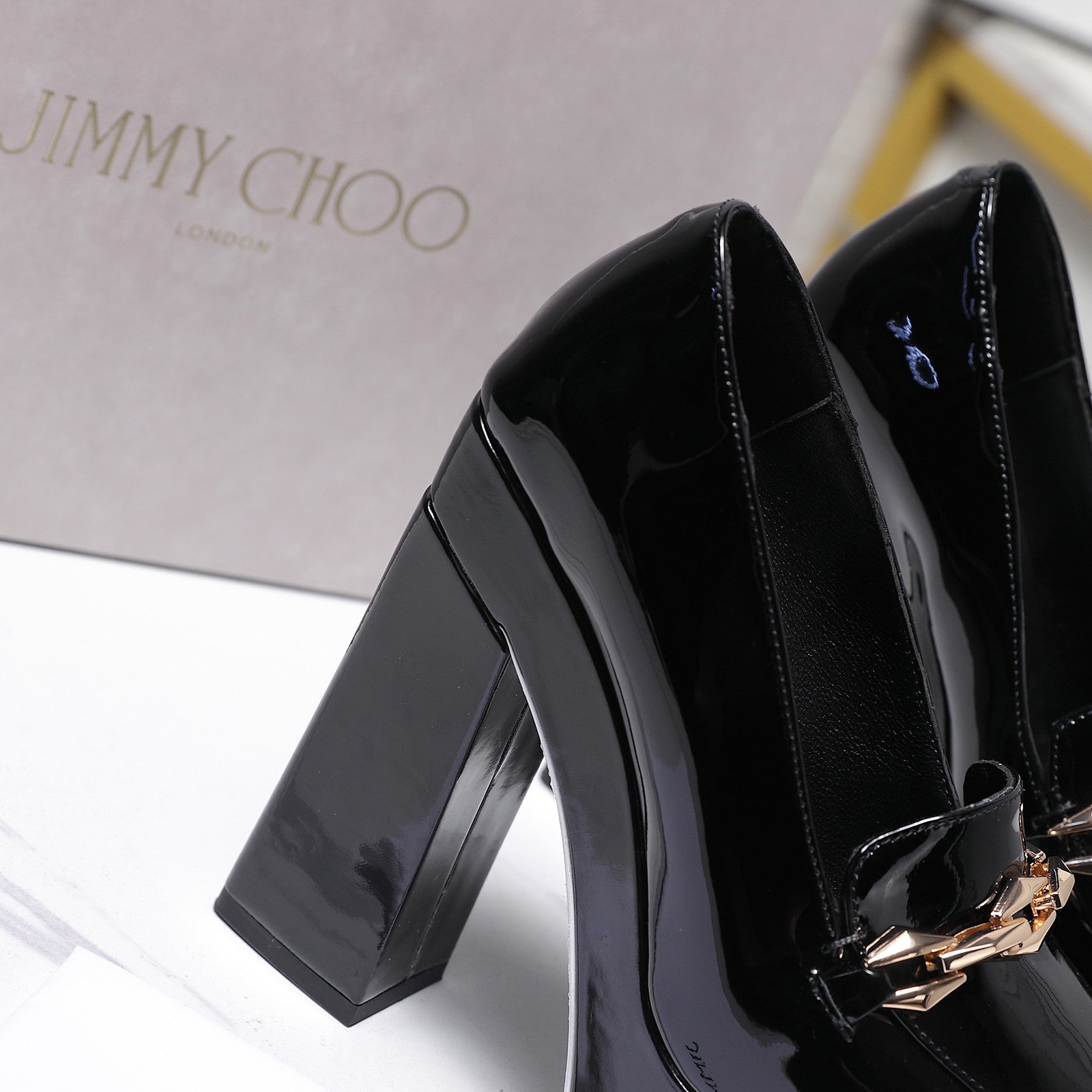 Jimmy Choo 2026 Chunky Heel Platform Pumps 115mm Patent Leather 913258