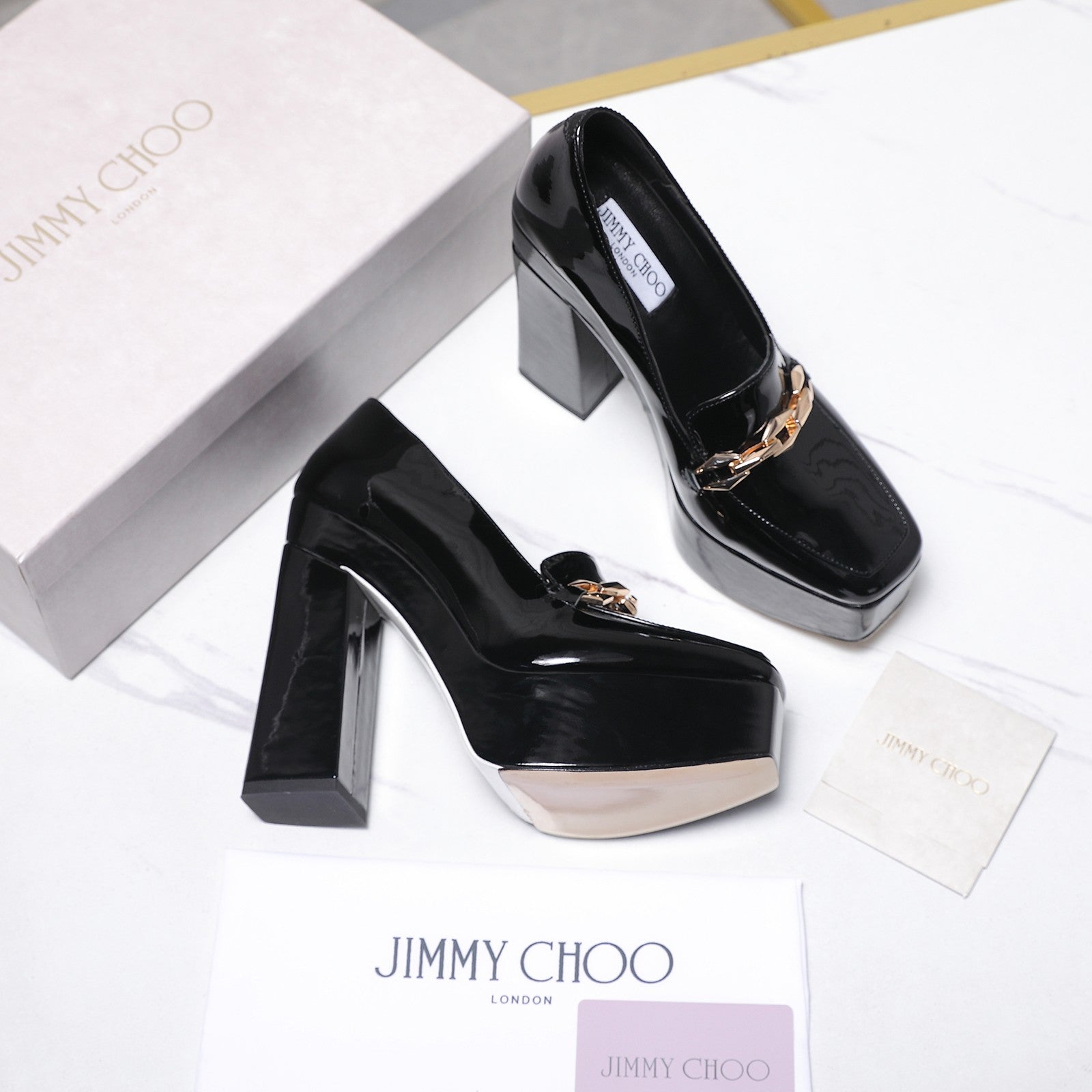Jimmy Choo 2026 Chunky Heel Platform Pumps 115mm Patent Leather 913258