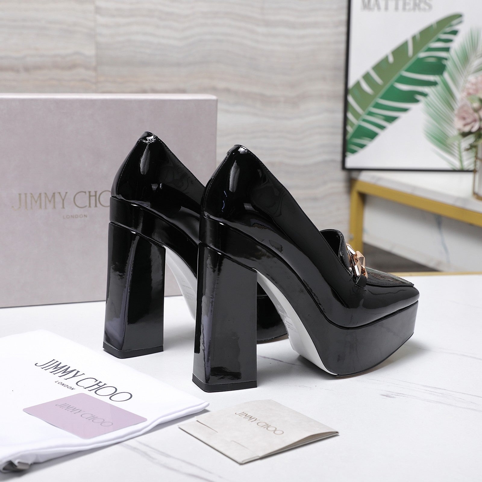 Jimmy Choo 2026 Chunky Heel Platform Pumps 115mm Patent Leather 913258
