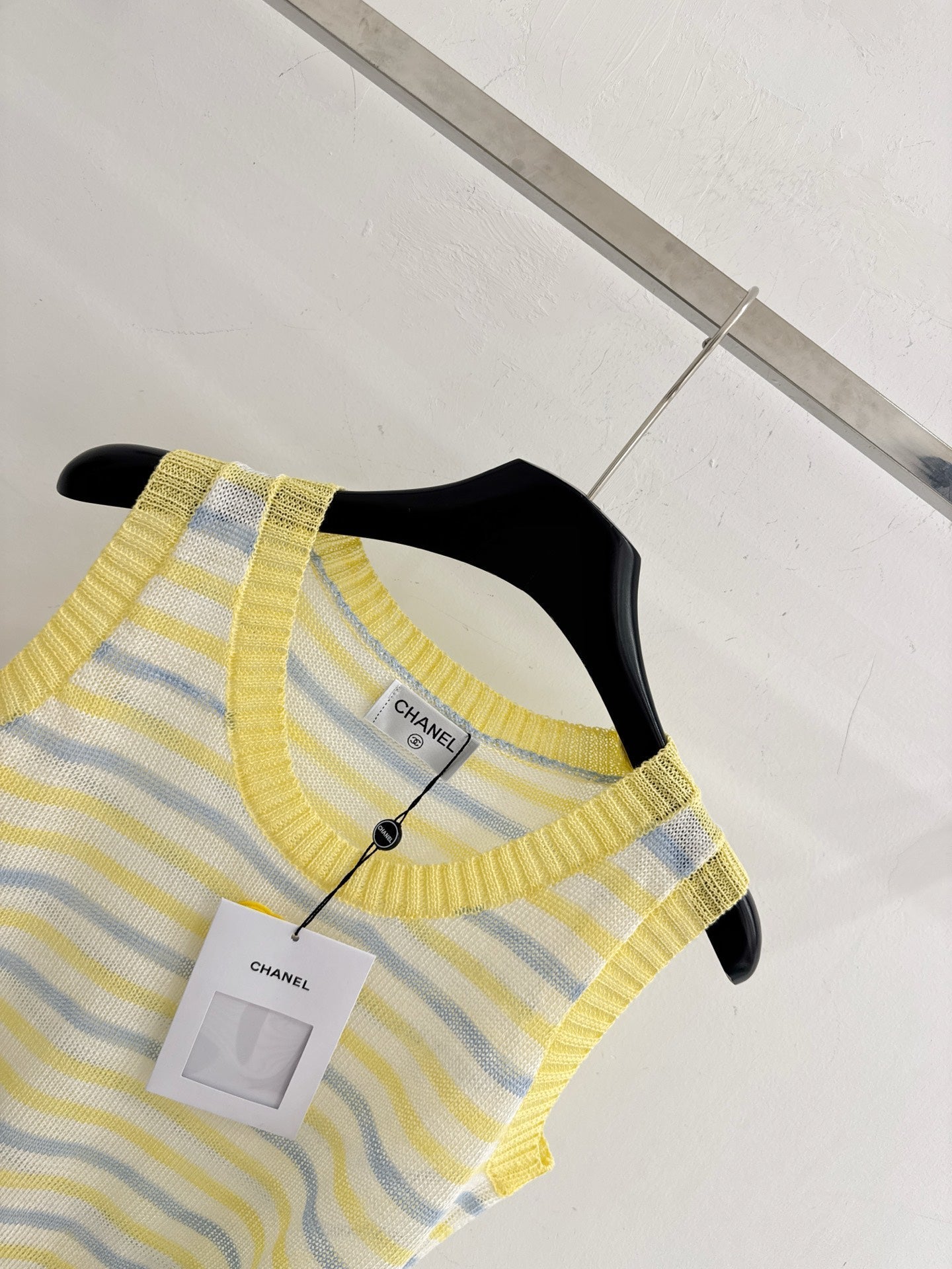 Chanel 2026 Striped Knit Vest Tencel Nylon 316878