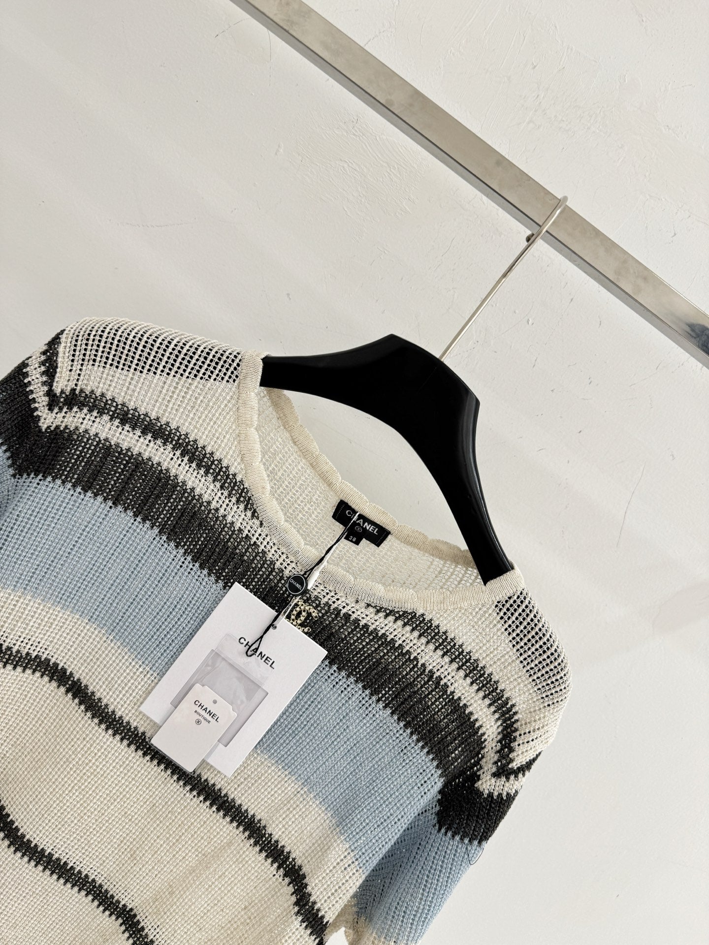Chanel 2026 Striped Short-sleeved Shirt Silk Cotton 316931