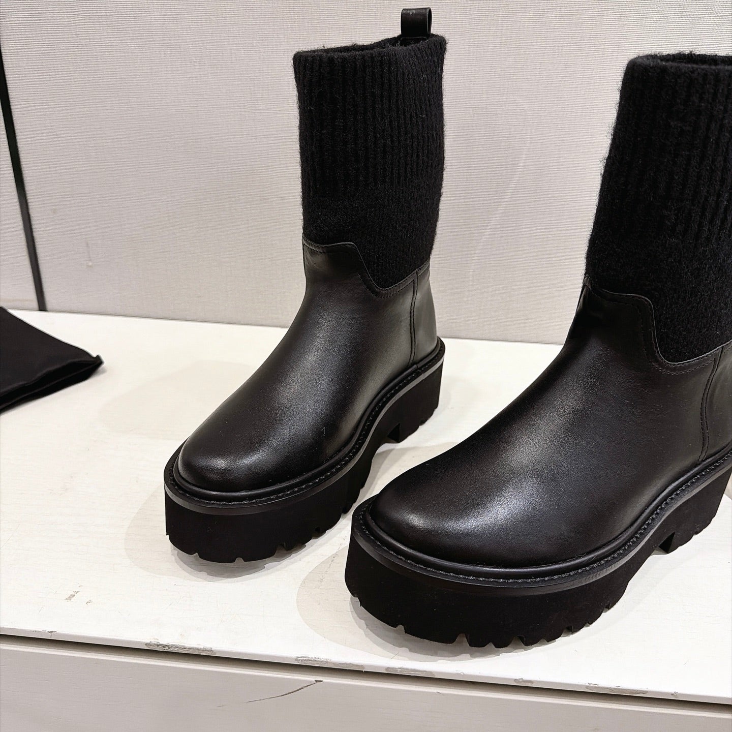 Celine 2026 Chunky Knit Sock Boots Leather 101099