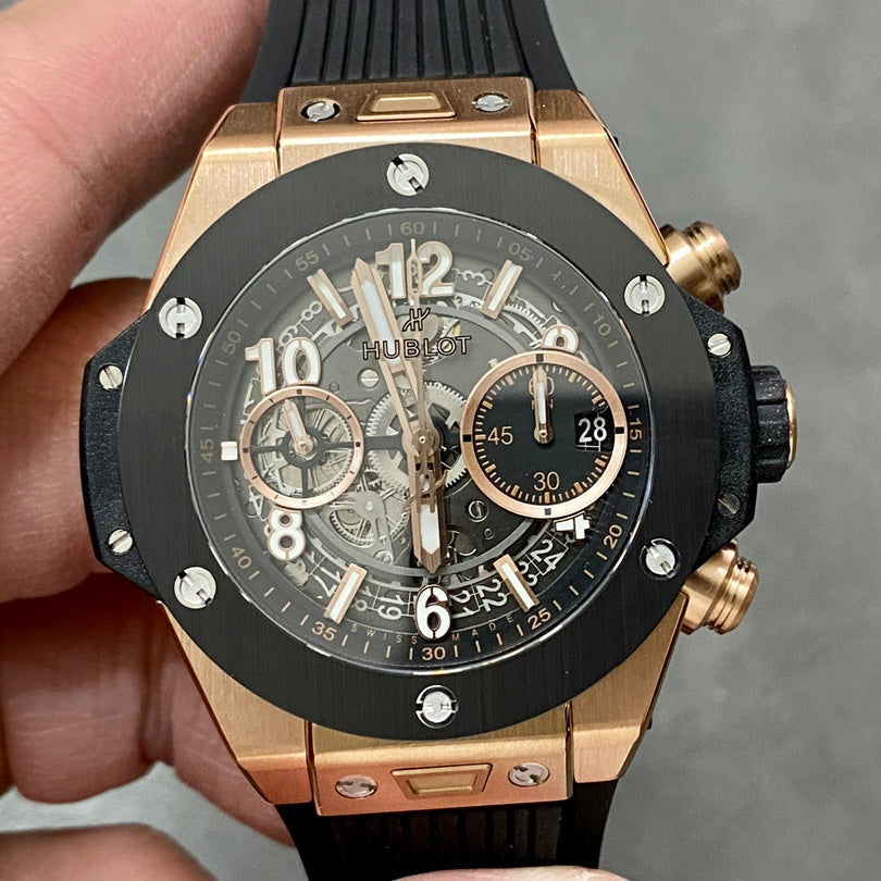 Hublot Big Bang Unico Rose Gold 42mm Watch with Black Ceramic Bezel
