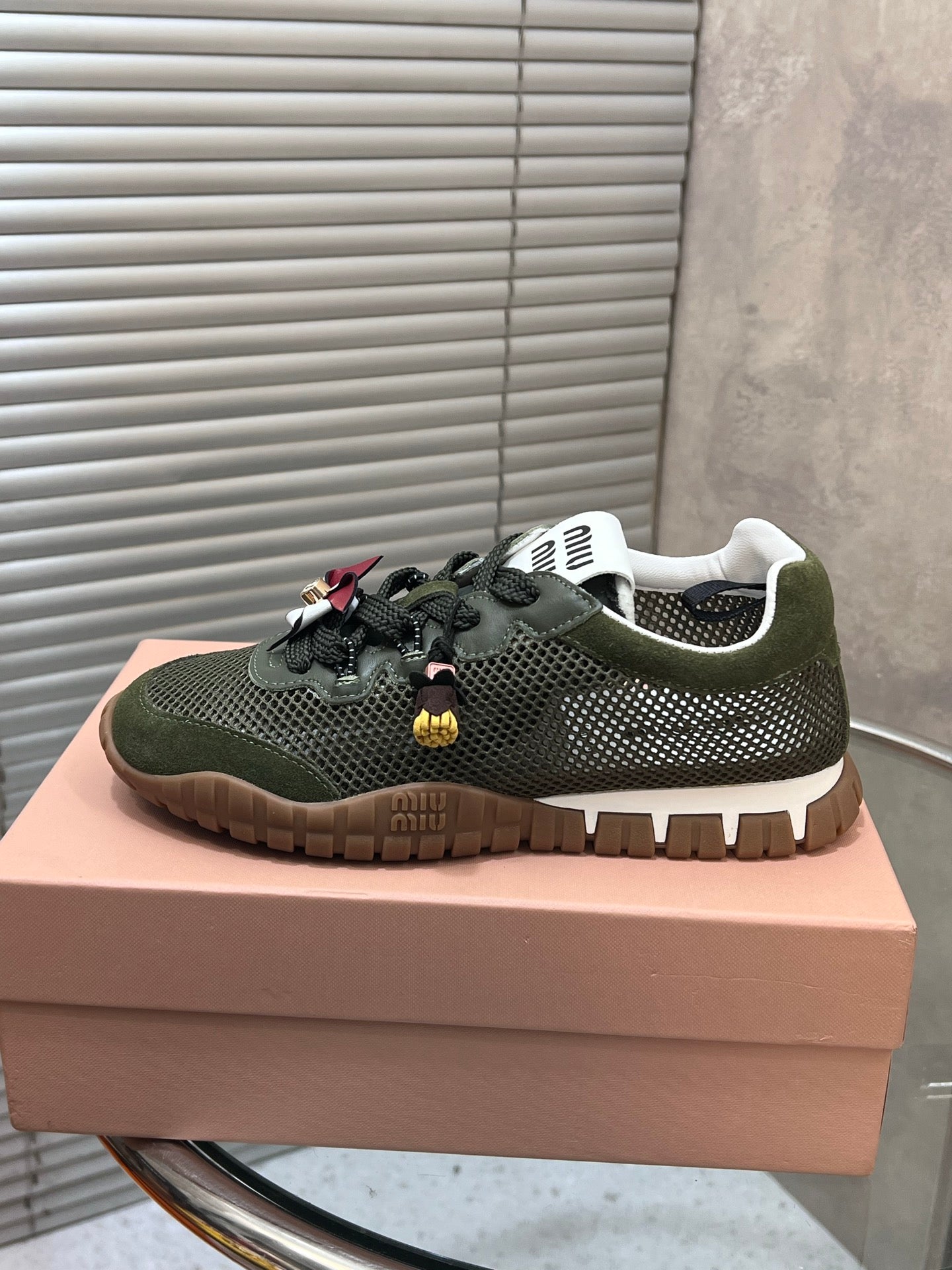 Miumiu 2026 Tyre Sneakers Mesh Suede Leather 952934