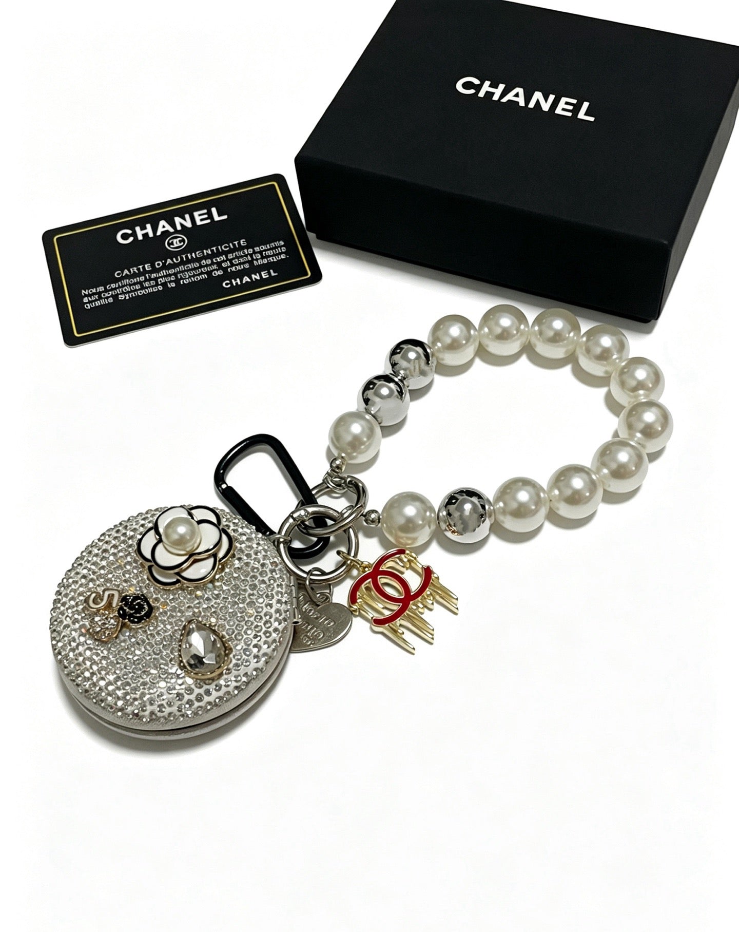 Chanel Rhinestone Camellia Mirror Charm