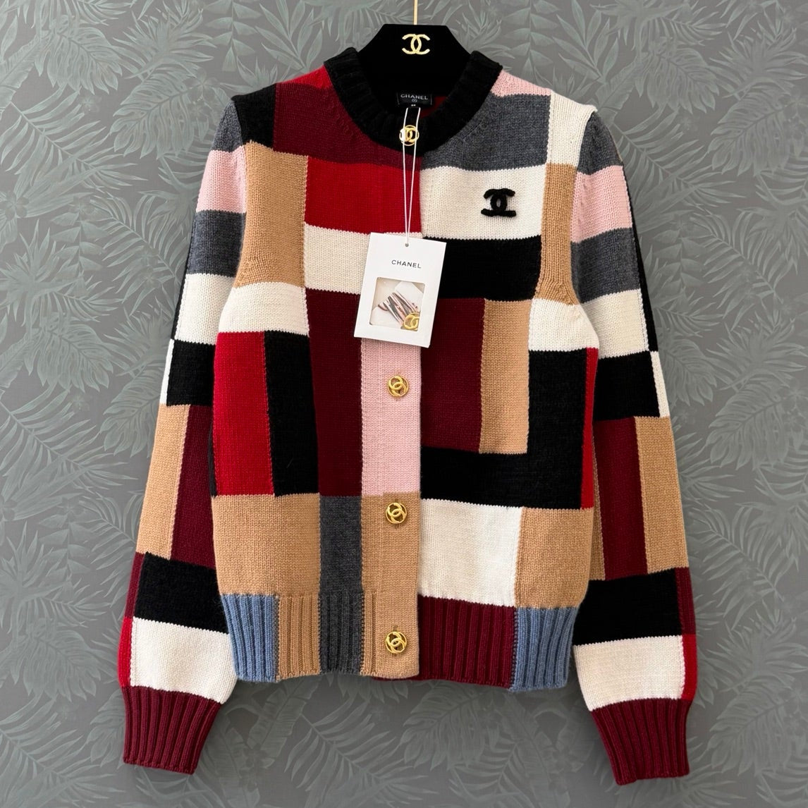 Chanel 2026 Plaid Knit Long-sleeved Cardigan Multicolors Cashmere 417536